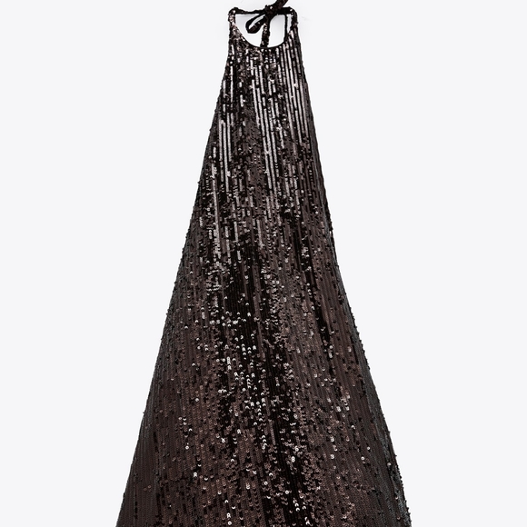 ZARA| SEQUIN HALTER DRESS - Picture 5 of 15